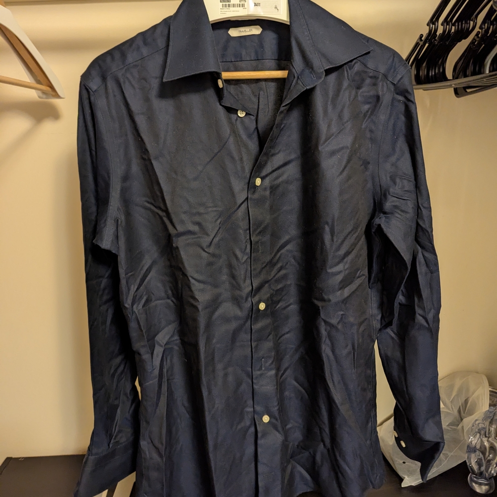 Suitsupply Dark Blue Traveller Shirt Size 40 15 3/4